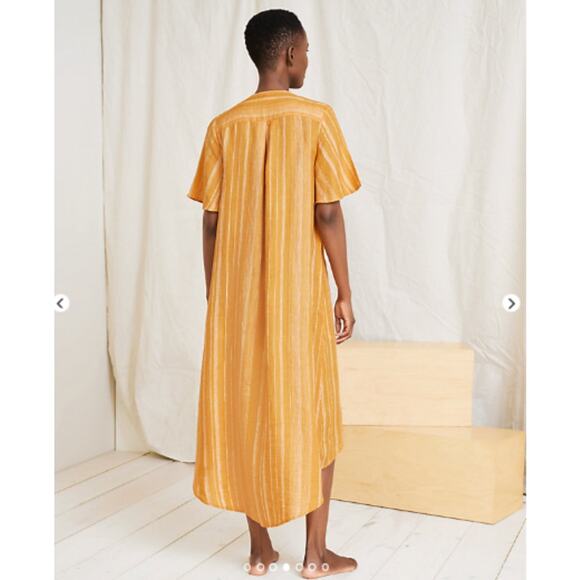 Garnet Hill SZ M European Flax Linen High-Low Midi Cover-Up Dress Pockets - Picture 2 of 6